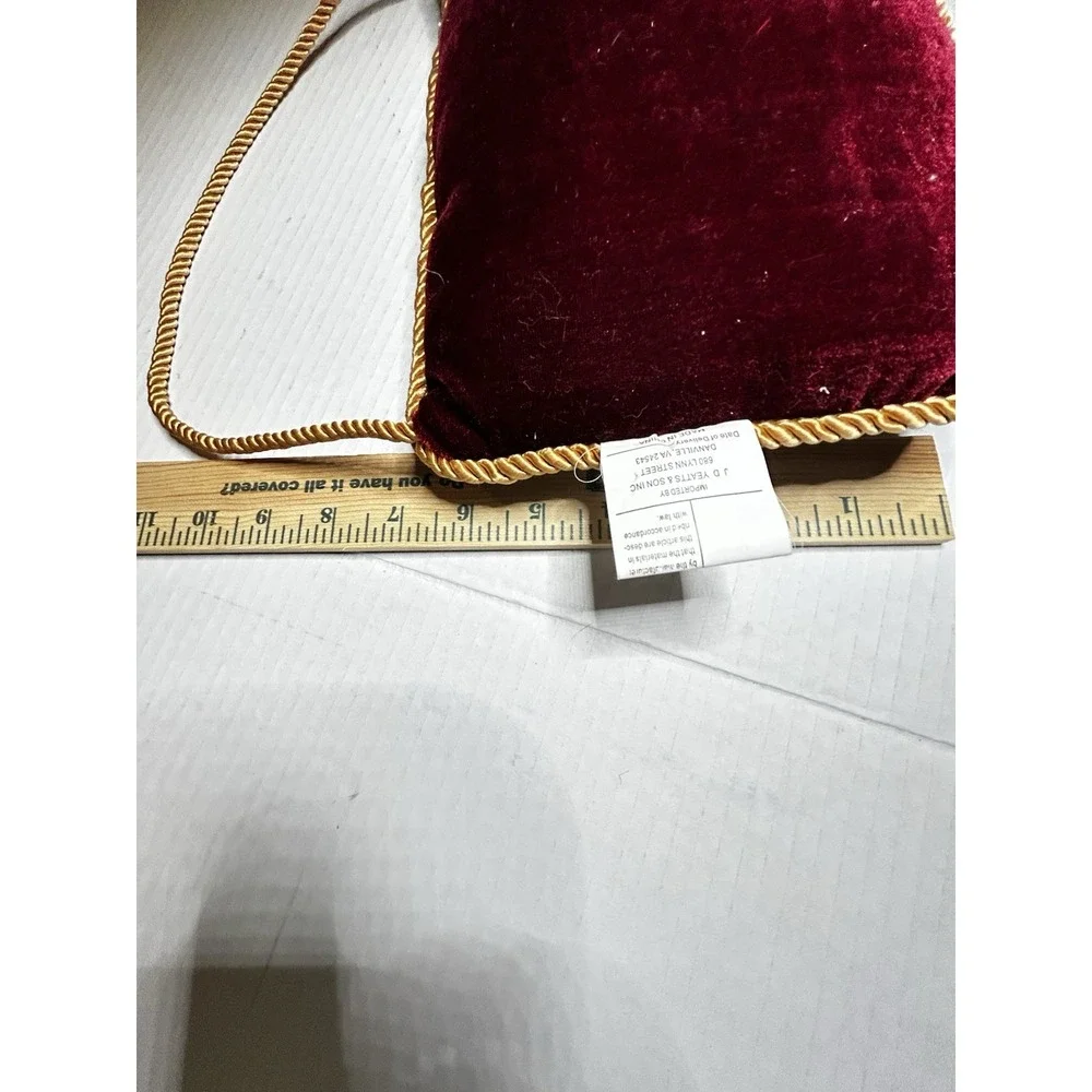 Christmas Rectangle Cushion Embroidered Luke 2:14 Red Plaid Trim Cord Handle